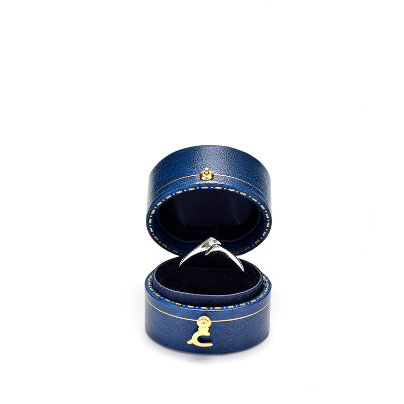 FANXI Retro Ring Diamond Jewelry Box Round Shape PU Leather Jewellry Packaging Storage Box For Necklace Bangle