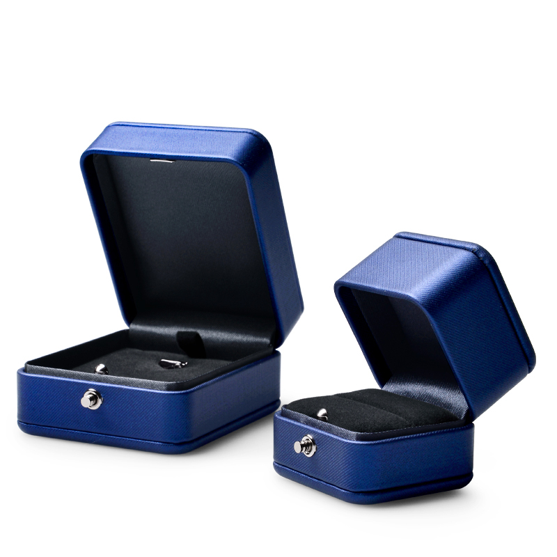 FANXI High End Royal Blue PU Leather Plush Ring Pendant Box Hot Jewelry Packaging Box For Exhibition