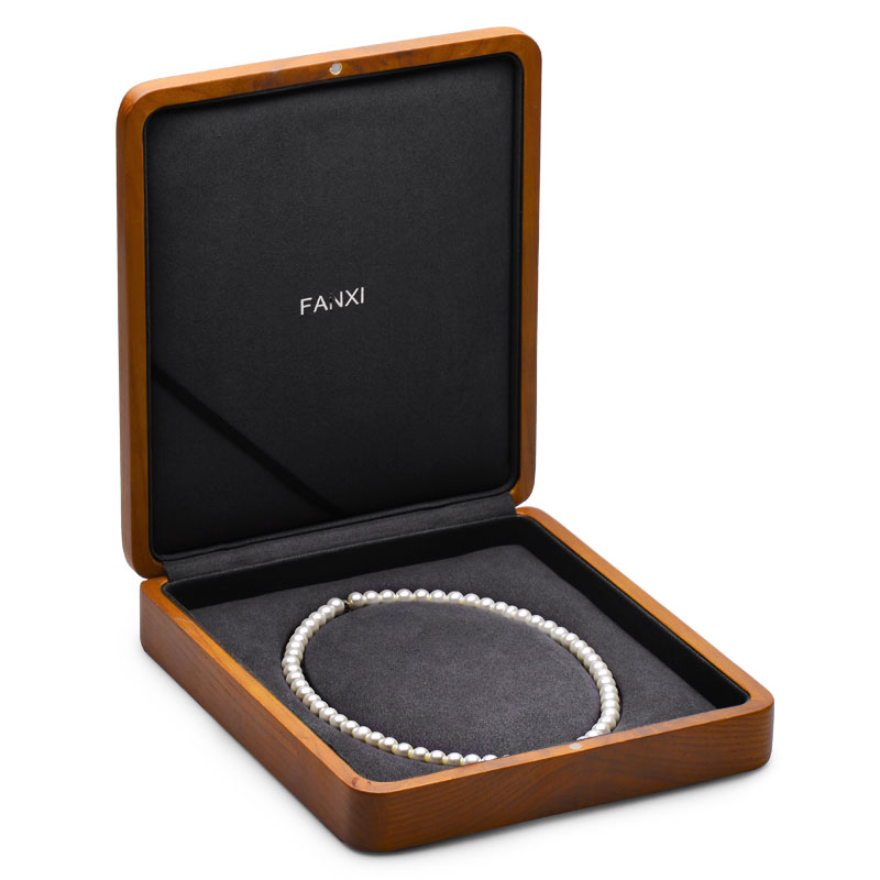 FANXI New Display Solid Wood Necklace Box Jewelry Storage Box With Microfiber Jewellery Display Exhibitor Box