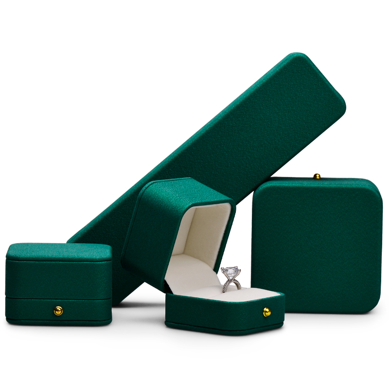 FANXI Factory Wholesale Custom Green PU Leather Jewelry Gift Box Ring Earrings Pendant Necklace Box Jewelry Packaging Box