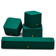 FANXI Factory Wholesale Custom Green PU Leather Jewelry Gift Box Ring Earrings Pendant Necklace Box Jewelry Packaging Box