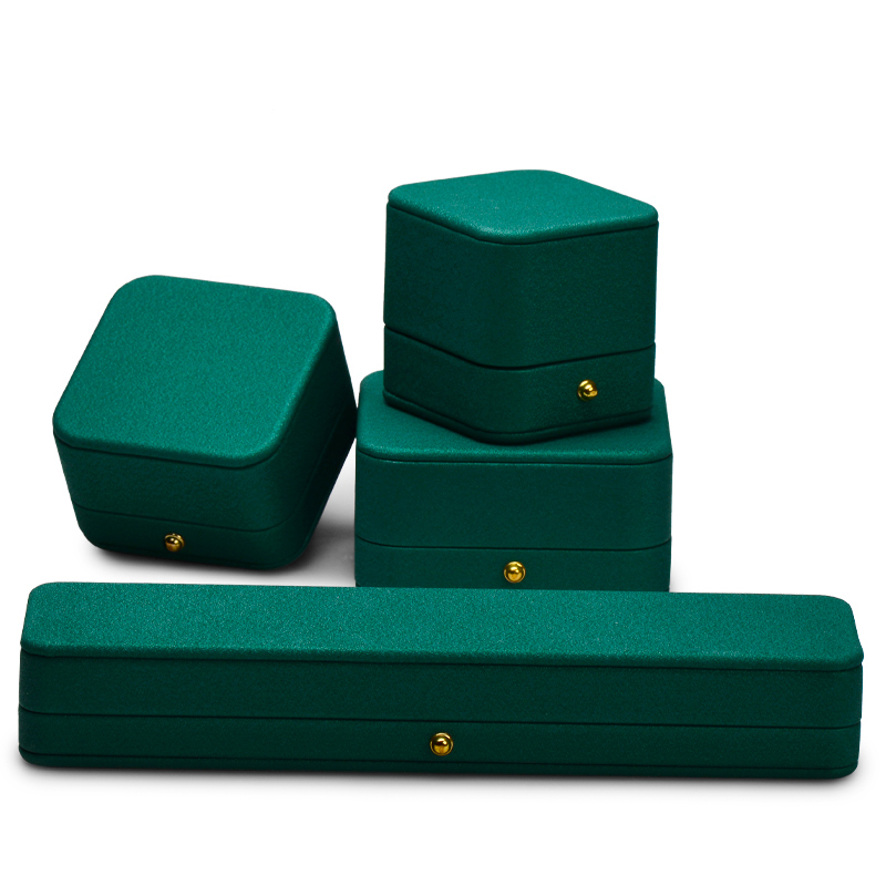 FANXI Factory Wholesale Custom Green PU Leather Jewelry Gift Box Ring Earrings Pendant Necklace Box Jewelry Packaging Box