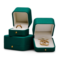 FANXI Factory Wholesale Custom Green PU Leather Jewelry Gift Box Ring Earrings Pendant Necklace Box Jewelry Packaging Box