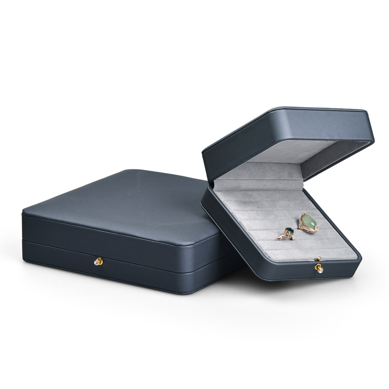 2023 Hot Sale Jade Ring Box Luxury Navy Blue Jewellry Storage Box For Earring Necklace Package With Custom Logo