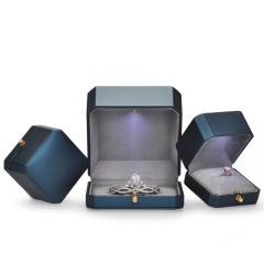 Custom Logo Wholesale Luxury PU Leather Jewelry Earrings Bracelet Necklace Ring Packaging Gift Led Jewelry Box With LED Light