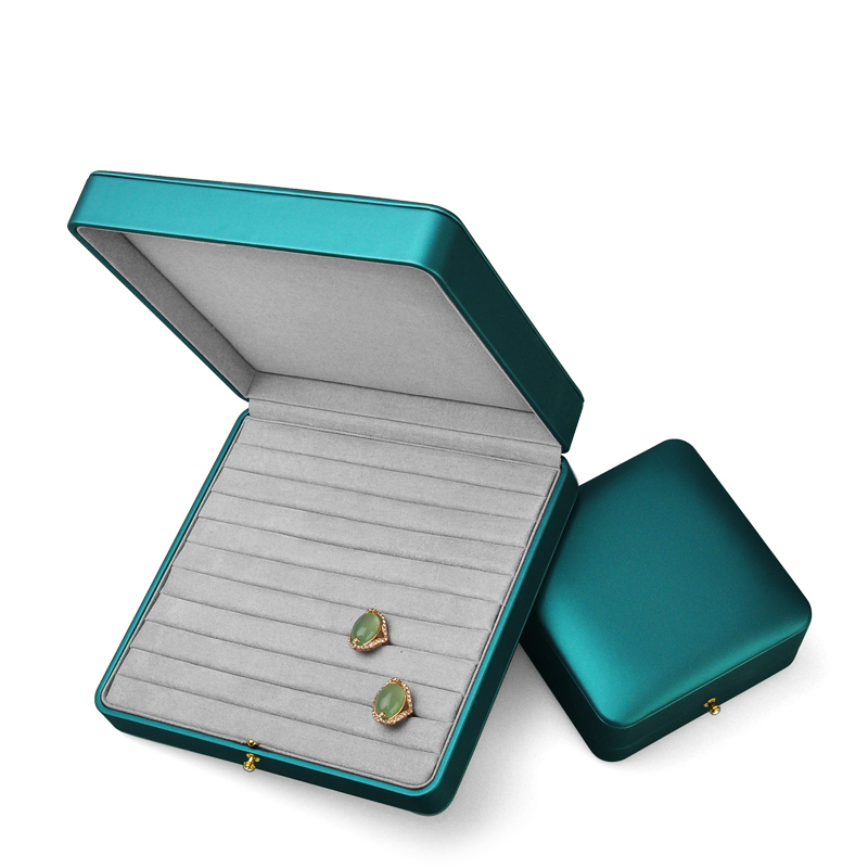 FANXI Customized PU Leather Ring Display Case Fashion Green Jewelry Box For Ring Earrings Exhibition