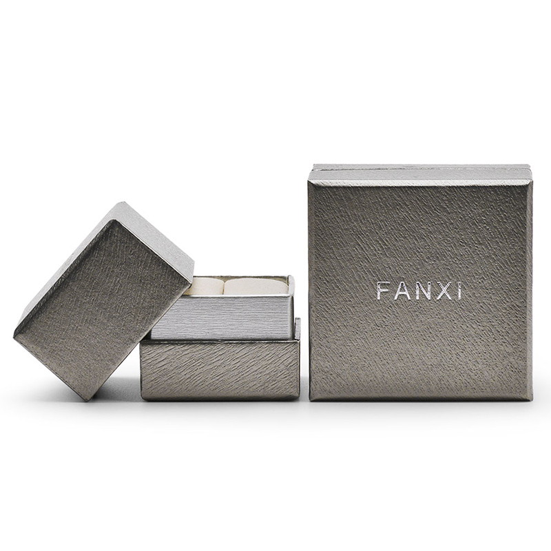 FANXI Wholesale Luxury Jewelry Box Leatherette Paper Microfiber Insert 3 Color Jewellery Ring Gift Boxes