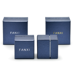 FANXI Wholesale Luxury Jewelry Box Leatherette Paper Microfiber Insert 3 Color Jewellery Ring Gift Boxes