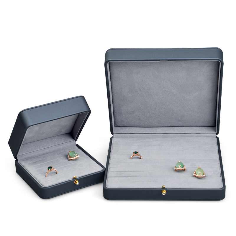 2023 Hot Sale Jade Ring Box Luxury Navy Blue Jewellry Storage Box For Earring Necklace Package With Custom Logo