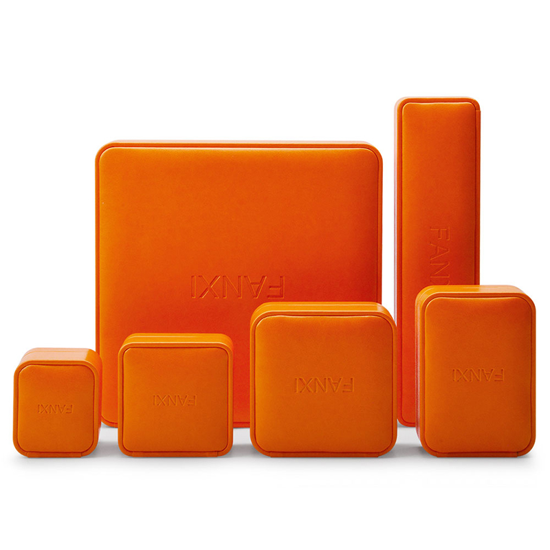 Fanxi New Arrival High-end Jewelry Packaging Box Ring Necklace Jewelry Box Young Orange Pu Leather Custom Jewelry Box