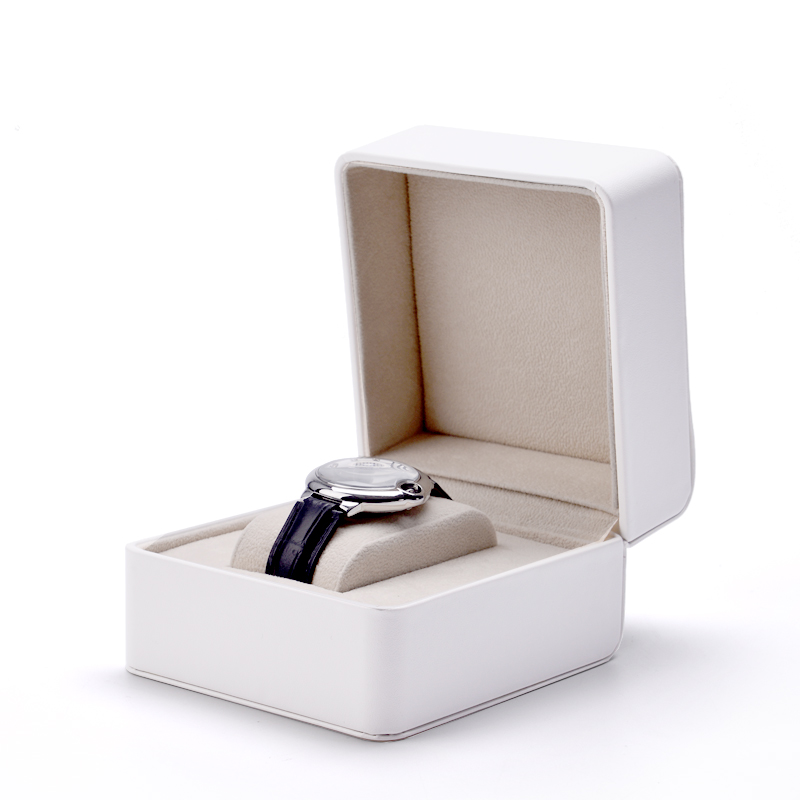 FANXI China Wholesale Custom Logo Luxury black PU Leather watch box with stitching jewelry boxes White Watch Packaging Box