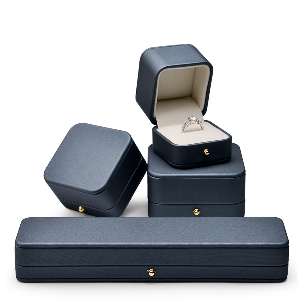 High Repurchasing Rate Ring Boxes Velvet Inside Jewellery Packaging Box PU Leather Blue Jewelry Box Popular