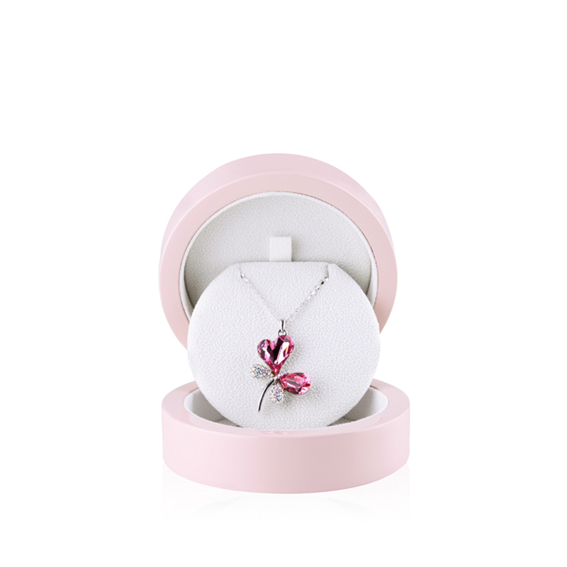 FANXI Custom Romantic Round Pink Lacquer Gift wooden packing box packaging box