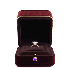 FANXI custom laser logo dark red high quality velvet jewellery box for ring necklace packaging Lockable Luxury Metal Jewelry box
