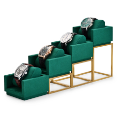 Fanxi Hot Sale New Arrival Green Microfiber Metal Watch Display Cabinet For Watches Jewelry Display Stand With Custom Logo
