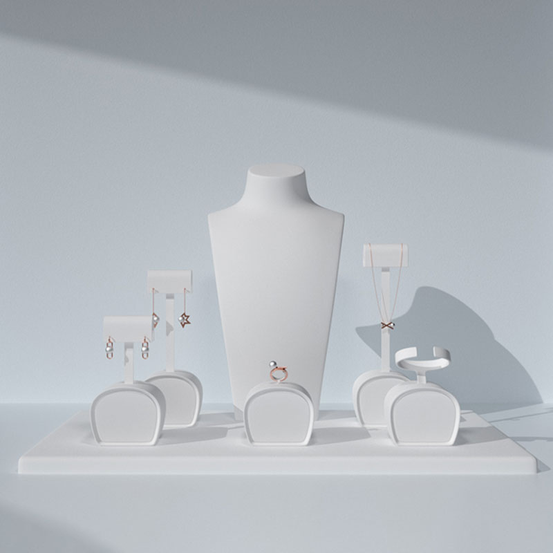 FANXI Elegant Beige Jewelry Stand Set Microfiber High End Jewelry Display Sets For Ring Necklace Jewelry Window Display