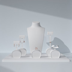 FANXI Elegant Beige Jewelry Stand Set Microfiber High End Jewelry Display Sets For Ring Necklace Jewelry Window Display