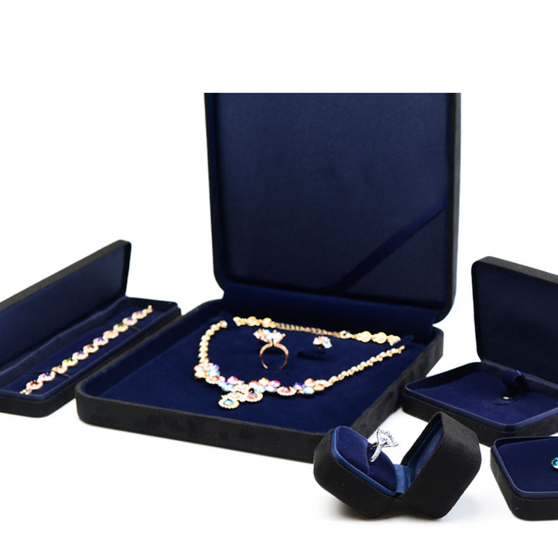 FANXI Wholesale luxury Jewellery Gift Box For Ring Necklace Bracelet Packaging Boxes Custom Logo Black Suede Jewelry Box