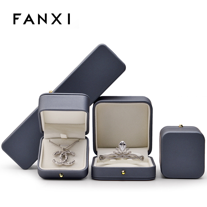 High Repurchasing Rate Ring Boxes Velvet Inside Jewellery Packaging Box PU Leather Blue Jewelry Box Popular