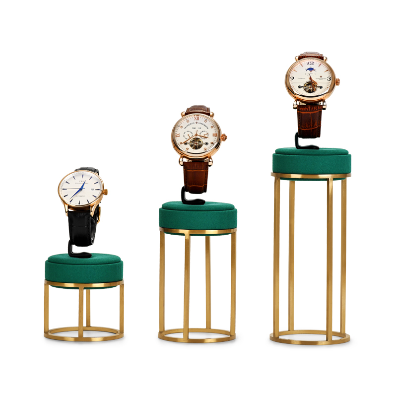 Fanxi Hot Sale New Arrival Green Microfiber Metal Watch Display Cabinet For Watches Jewelry Display Stand With Custom Logo