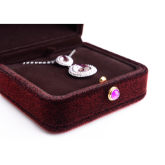 FANXI custom laser logo dark red high quality velvet jewellery box for ring necklace packaging Lockable Luxury Metal Jewelry box