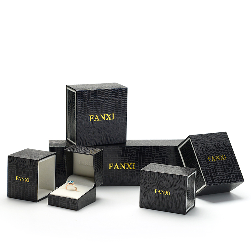FANXI China Manufacturer Fancy Leatherette Paper Gift Drawer Packaging Boxes Exhibitor Plastic Jewelry Box