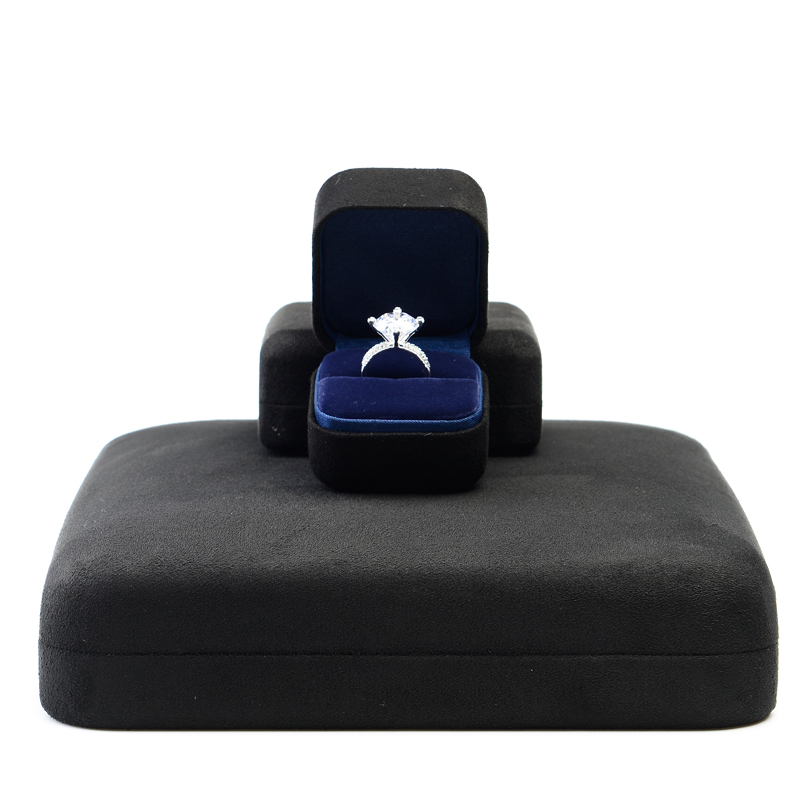 FANXI Wholesale luxury Jewellery Gift Box For Ring Necklace Bracelet Packaging Boxes Custom Logo Black Suede Jewelry Box