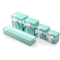 FANXI Custom Green Fancy Leatherette Paper Jewelry Boxes Beige Velvet Insert With White Ribbon Plastic Packaging Jewellery Box