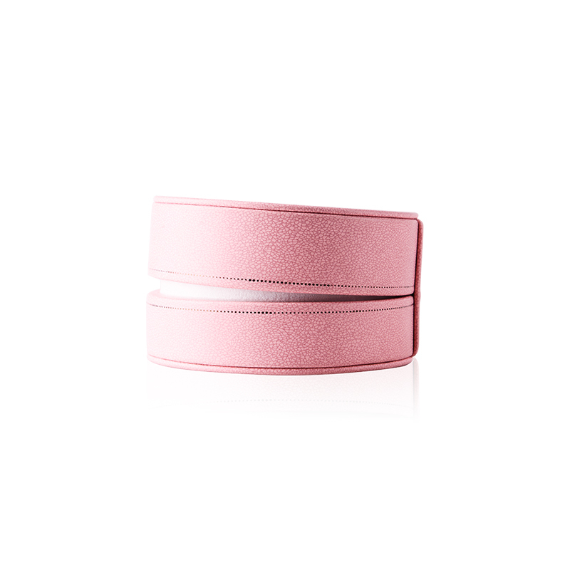 FANXI Custom Plastic Jewelry Packaging Box With Velvet Insert For Ring And Necklace White And Pink Leather Round Jewelry Box