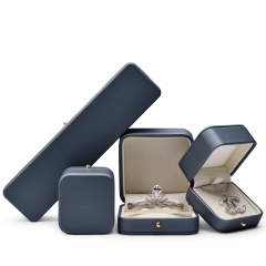 High Repurchasing Rate Ring Boxes Velvet Inside Jewellery Packaging Box PU Leather Blue Jewelry Box Popular