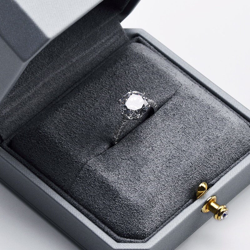 Fanxi New Wholesale Octagonal Shape Jewellery Packaging Box Ring Necklace Boxes Light Grey Pu Leatherjewelry Packing Gift Box