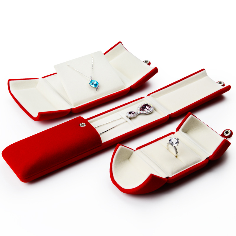 FANXI Elegant Wholesale Red Velvet Jewelry Boxes For Ring Necklace Bracelet Holder Gift jewellery Packaging Box