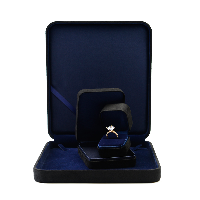 FANXI Wholesale luxury Jewellery Gift Box For Ring Necklace Bracelet Packaging Boxes Custom Logo Black Suede Jewelry Box