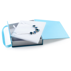 FANXI Magnetic Cardboard Boxes Velvet Insert For Necklace Bracelet Ring Jewelry Packaging Blue Foldable Paper Magnet Jewelry Box