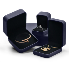 FANXI New Fashion Blue PU Leather Jewellry Box For Ring Necklace Bangle Jewelry Gift set Packing