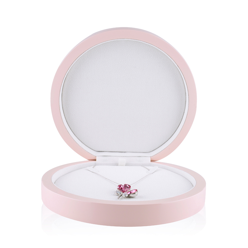 FANXI Custom Romantic Round Pink Lacquer Gift wooden packing box packaging box