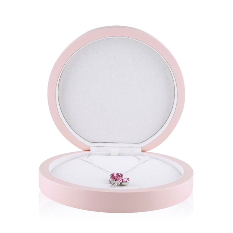 FANXI Custom Romantic Round Pink Lacquer Gift wooden packing box packaging box