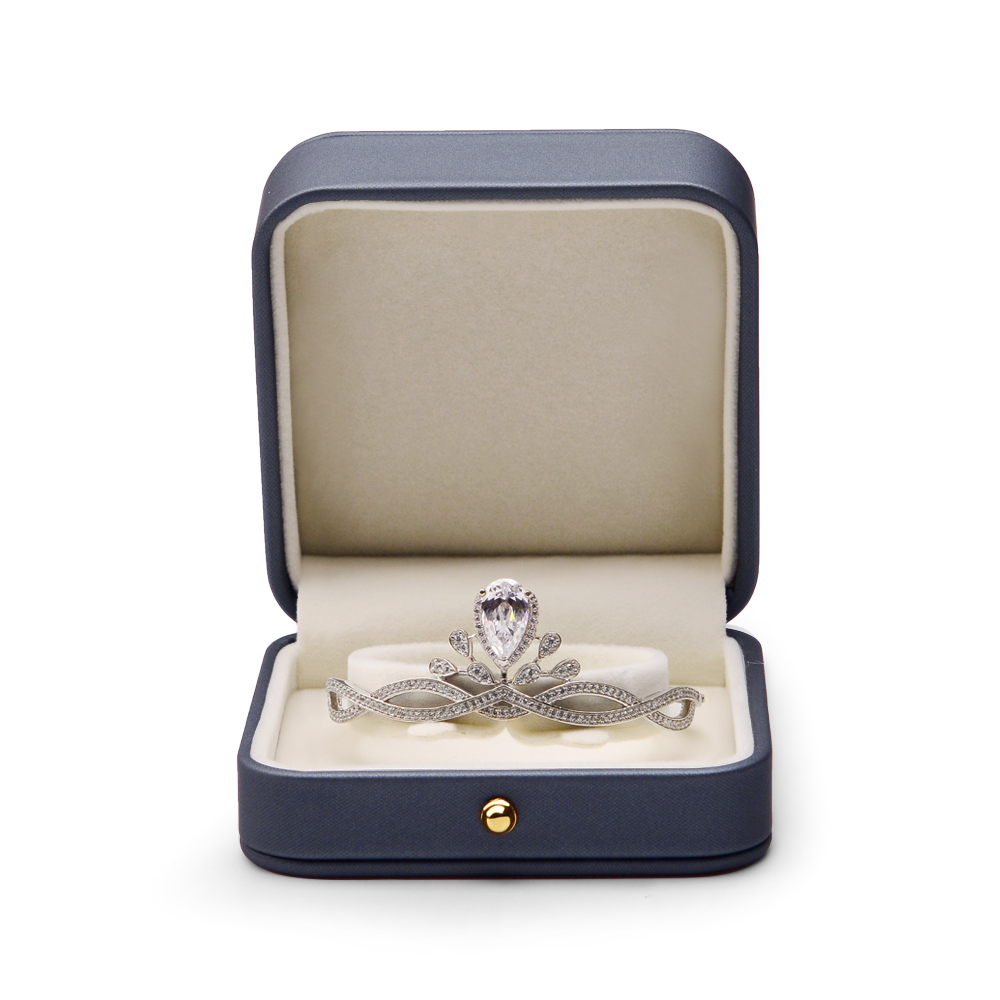 High Repurchasing Rate Ring Boxes Velvet Inside Jewellery Packaging Box PU Leather Blue Jewelry Box Popular