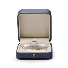 High Repurchasing Rate Ring Boxes Velvet Inside Jewellery Packaging Box PU Leather Blue Jewelry Box Popular