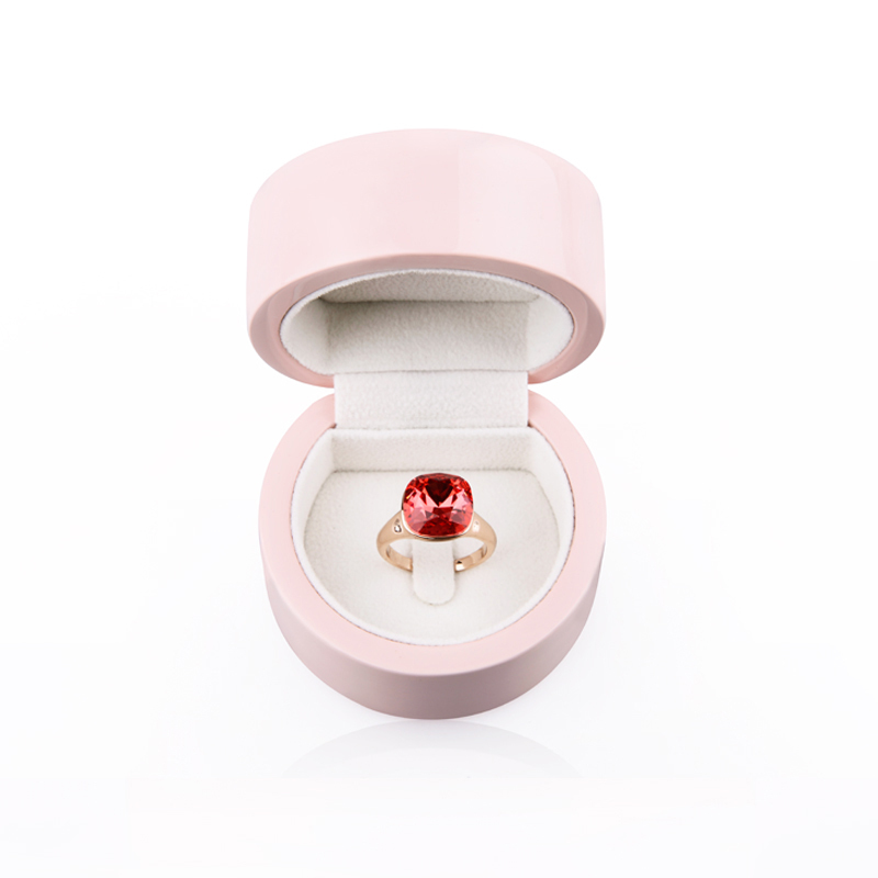 FANXI Custom Romantic Round Pink Lacquer Gift wooden packing box packaging box
