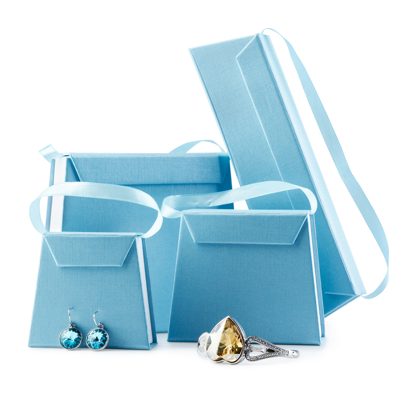 FANXI Magnetic Cardboard Boxes Velvet Insert For Necklace Bracelet Ring Jewelry Packaging Blue Foldable Paper Magnet Jewelry Box