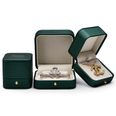 Fanxi Ready to Ship Custom High-end Jewellery Packaging Box Ring Necklace Boxes Blackish Green Luxury Pu Leatherjewelry Packing Box