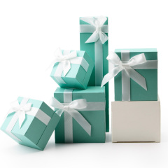 FANXI Custom Green Fancy Leatherette Paper Jewelry Boxes Beige Velvet Insert With White Ribbon Plastic Packaging Jewellery Box