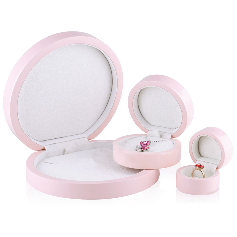 FANXI Custom Romantic Round Pink Lacquer Gift wooden packing box packaging box