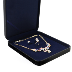 FANXI Wholesale luxury Jewellery Gift Box For Ring Necklace Bracelet Packaging Boxes Custom Logo Black Suede Jewelry Box