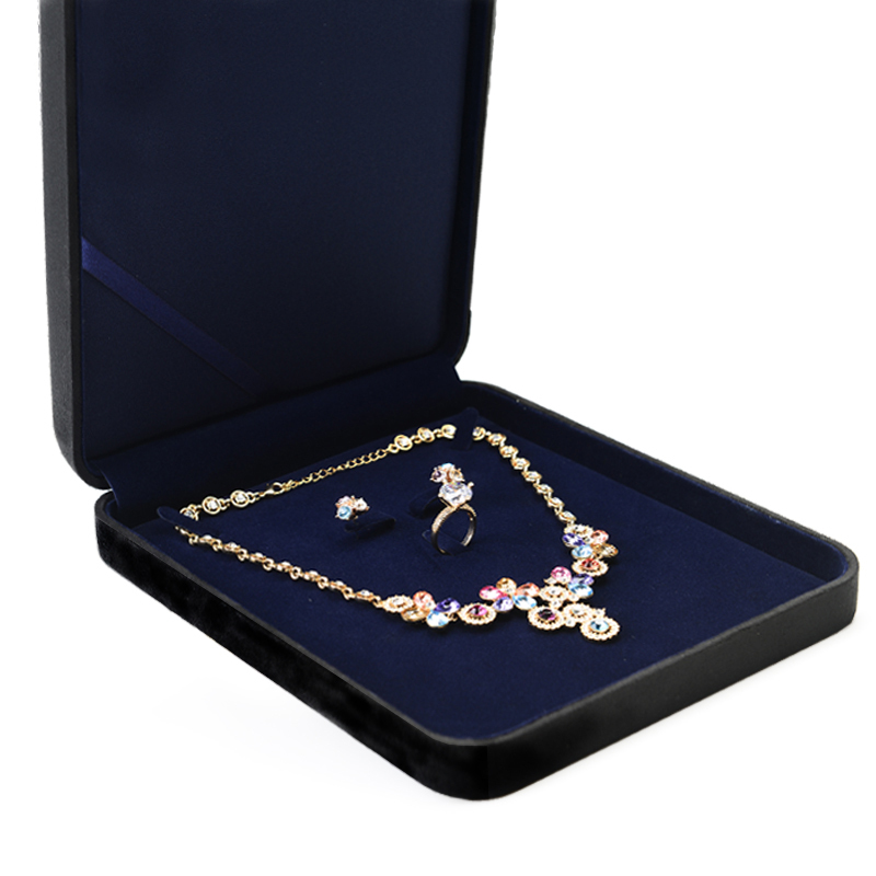 FANXI Wholesale luxury Jewellery Gift Box For Ring Necklace Bracelet Packaging Boxes Custom Logo Black Suede Jewelry Box