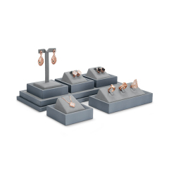 Fanxi Hot Sale For Luxury Ring Necklace Earrings Jewelry Display For Metal Microfiber Shop Window Jewelry Display Set