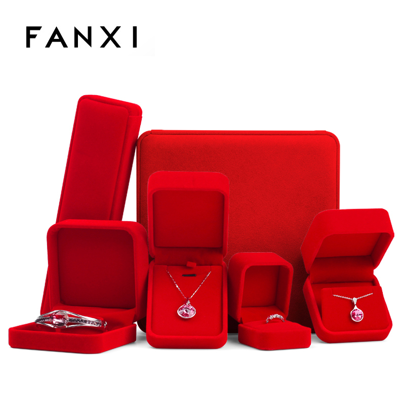 FANXI Elegant Plush Velvet Jewellry Packaging Box Customized Logo Unique Ring Bracelet Box
