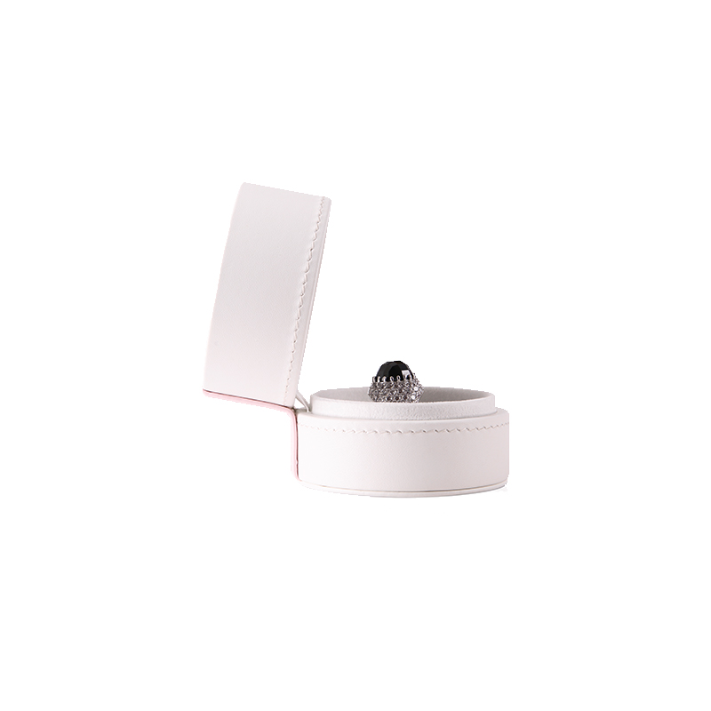 FANXI Custom Plastic Jewelry Packaging Box With Velvet Insert For Ring And Necklace White And Pink Leather Round Jewelry Box