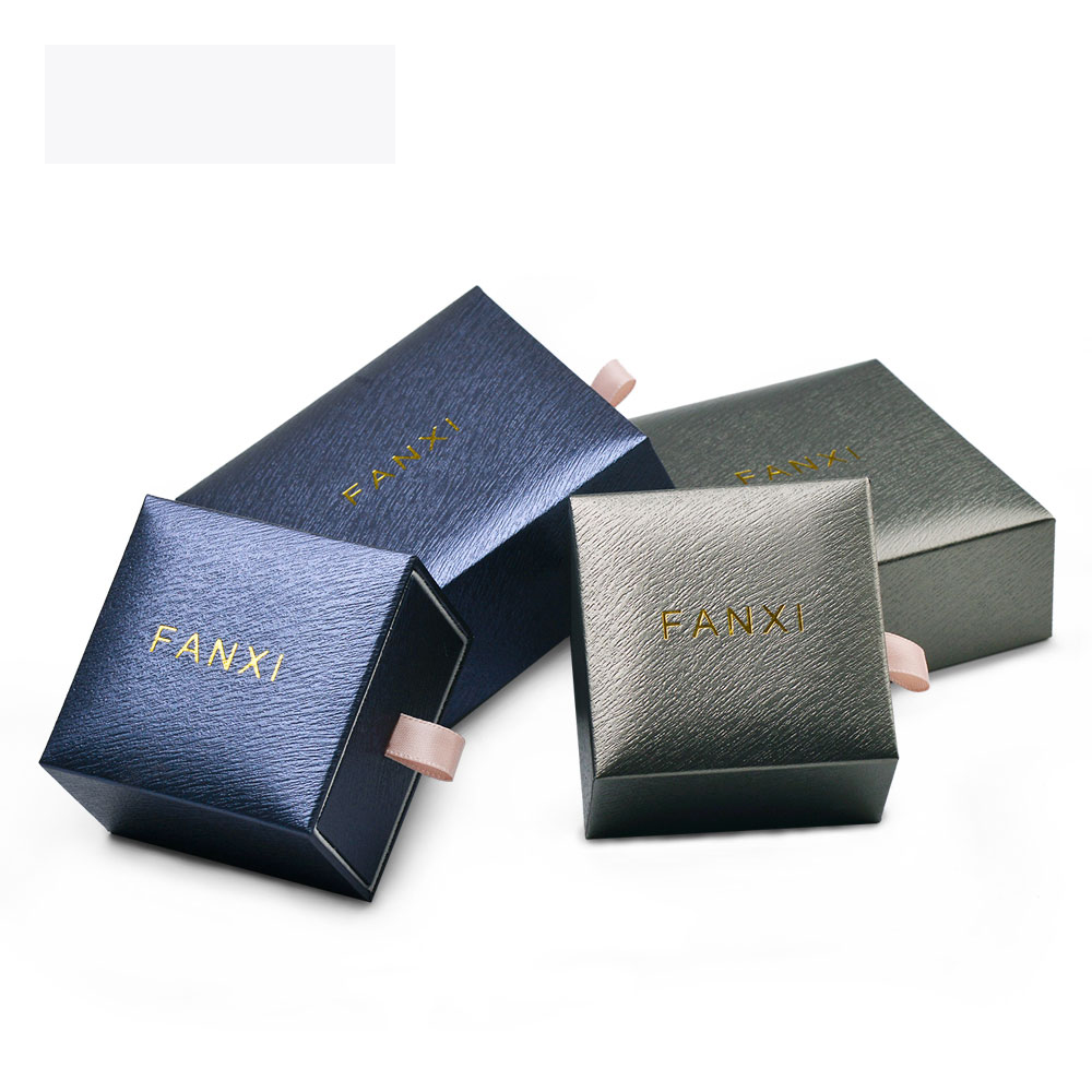 FANXI Eco-friendly Leatherette Paper Velvet Jewelry Box Custom Logo Drawer Ring Pendant Bracelet Packaging Box